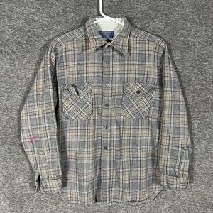 Vintage Pendleton Jacket Mens Large (fits M) Gray Wool Plaid Shirt USA
